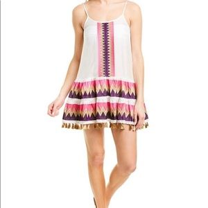 Taj by Sabrina Crippa tassel silk mini dress L NWT